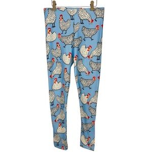 Urban Smalls Kids Chicken Print Blue Leggings Size 16Y